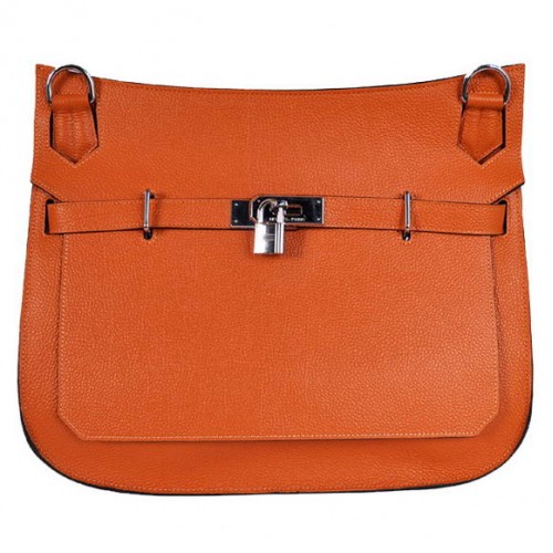 Hermès Jypsiere 34cm Válltáska Ezüst Hardver Narancssárga