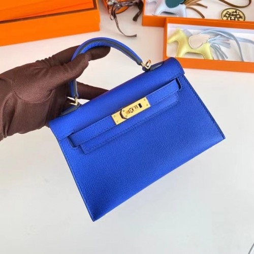 Hermes Kelly 19cm Válltáska Epsom Bőr KL19 Arany Hardverek Elektromos Optikai Kék