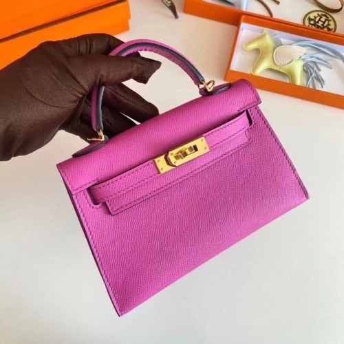 Hermes Kelly 19cm Válltáska Epsom Bőr KL19 Arany Hardverek Levendula