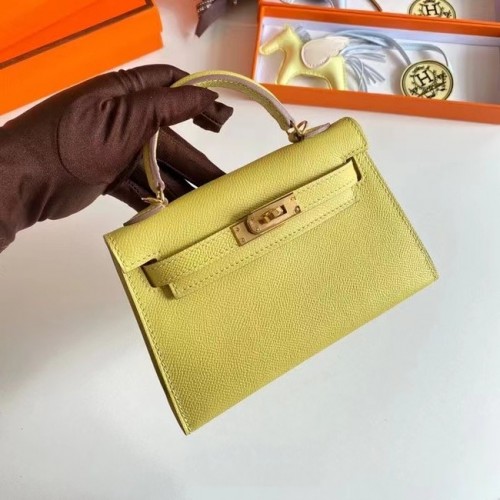 Hermes Kelly 19cm Válltáska Epsom Bőr KL19 Arany Hardverek Citrom