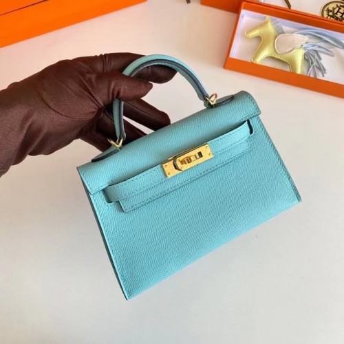Hermes Kelly 19cm Válltáska Epsom Bőr KL19 Arany Hardverek Égszínkék