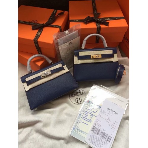 Hermès Kelly 19cm Válltáska Epsom Bőr KL19 Királykék