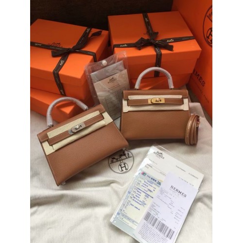 Hermès Kelly 19cm Válltáska Epsom Bőr KL19 Barna