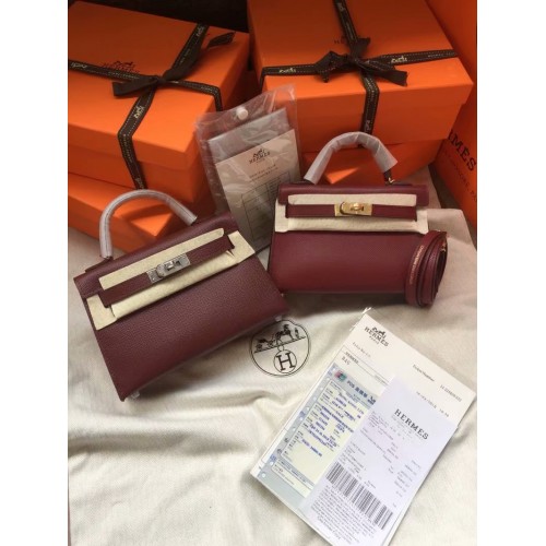 Hermès Kelly 19cm Válltáska Epsom Bőr KL19 Fukszia