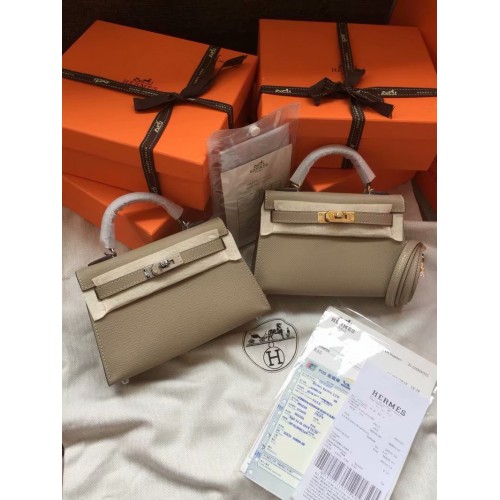 Hermès Kelly 19cm Válltáska Epsom Bőr KL19 Szürke