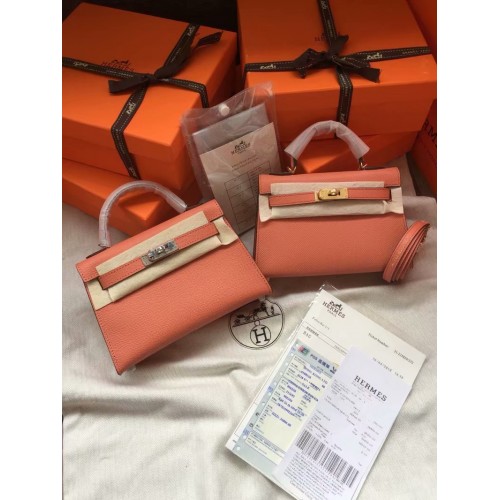 Hermès Kelly 19cm Válltáska Epsom Bőr KL19 Rózsaszín