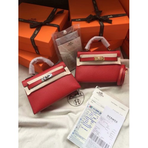 Hermès Kelly 19cm Válltáska Epsom Bőr KL19 Rózsaszín