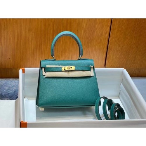 Hermès Kelly 20cm Válltáska Epsom KL2750 Tózöld&Arany