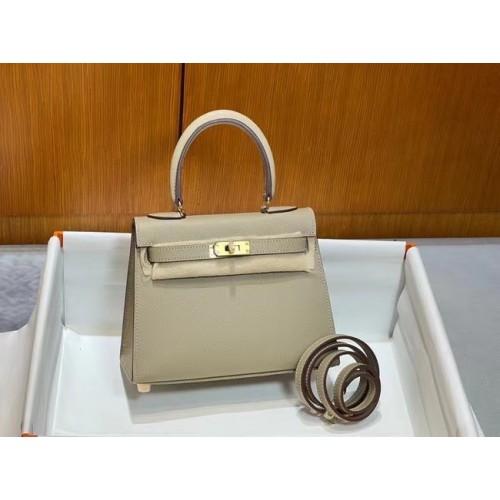 Hermès Kelly 20cm Válltáska Epsom KL2750 Szürke és Arany