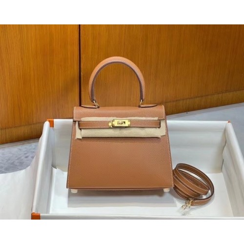 Hermès Kelly 20cm Válltáska Epsom KL2750 barna és arany
