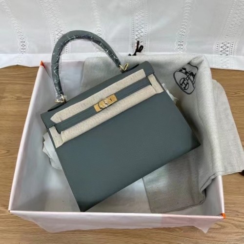 Hermès Kelly 25cm Válltáska Epsom KL2755 Ködkék & Arany-Tónusú Fém