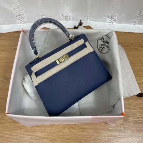 Hermès Kelly 25cm Válltáska Epsom KL2755 Királykék & Arany-Tónusú Fém