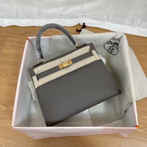 Hermès Kelly 25cm Válltáska Epsom KL2755 sötétszürke és aranyszínű fémből
