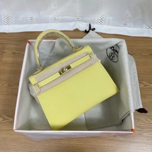 Hermès Kelly 25cm Válltáska Epsom KL2755 Sárga & Arany Tónusú Fém