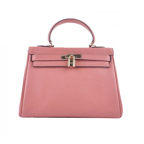 Hermes Kelly 28cm Válltáska Világos Rózsaszín Szemcsés Bőr Ezüst