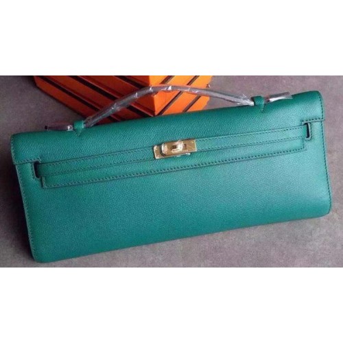 Hermès Kelly 31cm-es Epsom Bőr Kuplung KL31 Mélyzöld