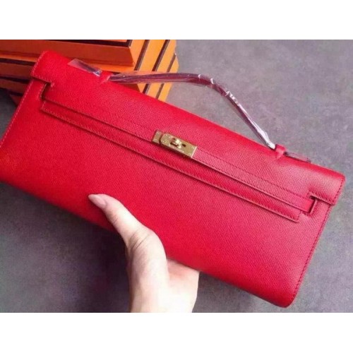Hermès Kelly 31cm-es Epsom Bőr Kuplung KL31 Piros