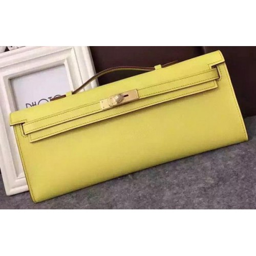 Hermès Kelly 31cm-es Epsom Bőr Kuplung KL31 Sárga
