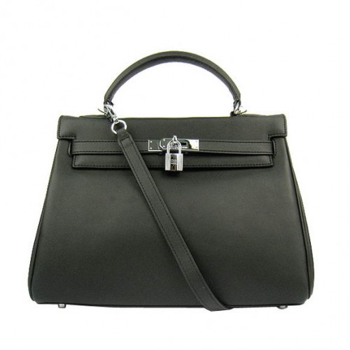 Hermès Kelly 32cm Táska Togo Bőr 6108 Fekete Ezüst