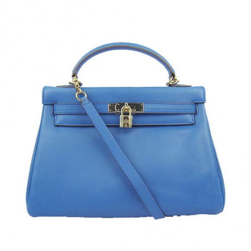 Hermès Kelly 32cm Táska Togo Bőr 6108 Kék Arany