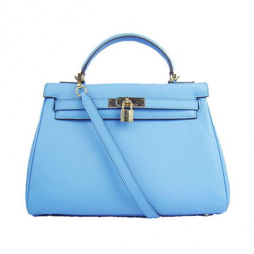 Hermès Kelly 32cm Táska Togo Bőr 6108 Világoskék Arany