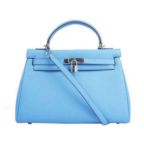 Hermès Kelly 32cm Táska Togo Bőr 6108 Világoskék Ezüst