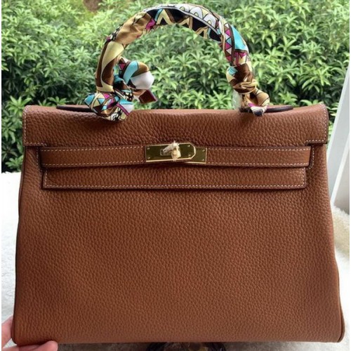 Hermès Kelly 32cm Válltáska Barna Borjúbőr K32CL Ezüst
