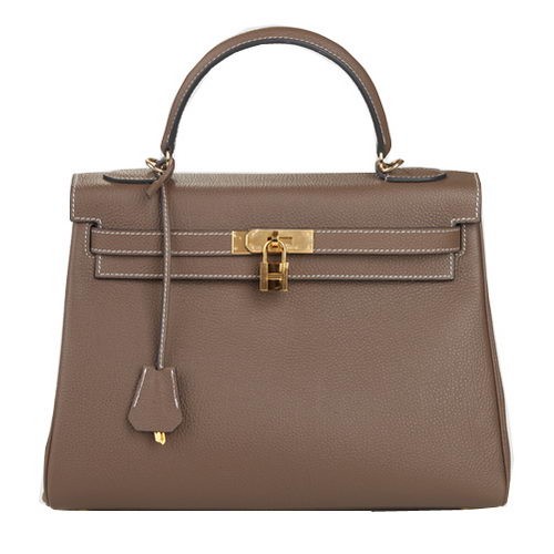 Hermes Kelly 32cm Válltáska Sötétszürke Eredeti Bőr K32 Arany