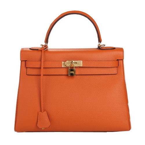 Hermes Kelly 32cm Válltáska Narancssárga Eredeti Bőr K32 Arany
