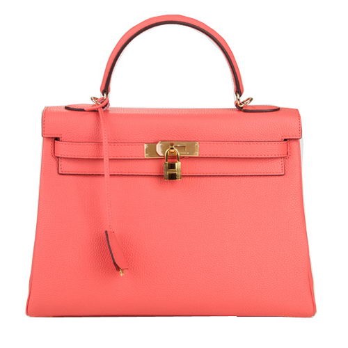 Hermes Kelly 32cm Válltáska Rózsaszín Eredeti Bőr K32 Arany