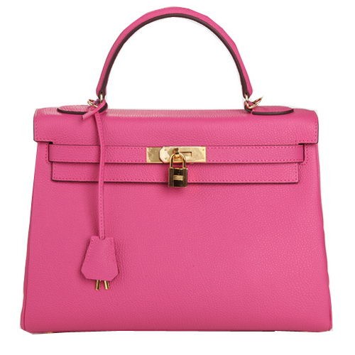 Hermes Kelly 32cm Válltáska Rózsaszín Eredeti Bőr K32 Ezüst