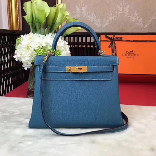 Hermès Kelly 32cm Válltáska TOGO Bőr KY32 Kék
