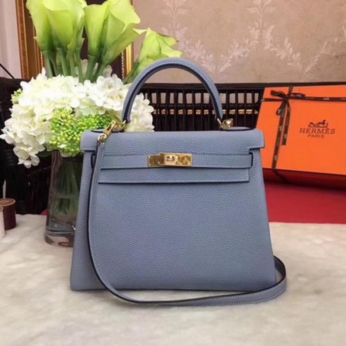 Hermès Kelly 32cm Válltáska TOGO Bőr KY32 Világoskék