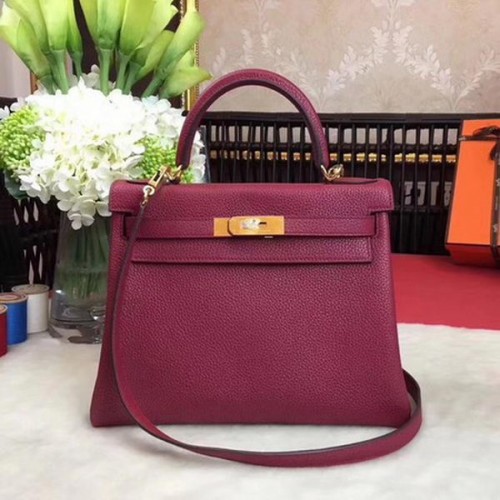 Hermès Kelly 32cm Válltáska TOGO Bőr KY32 Bordó