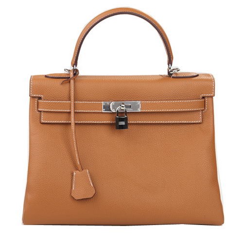 Hermes Kelly 32cm Válltáska Búza Eredeti Bőr K32 Ezüst
