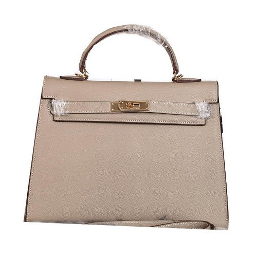 Hermes Kelly 32cm Válltáska Szemcsés Bőr Szürke