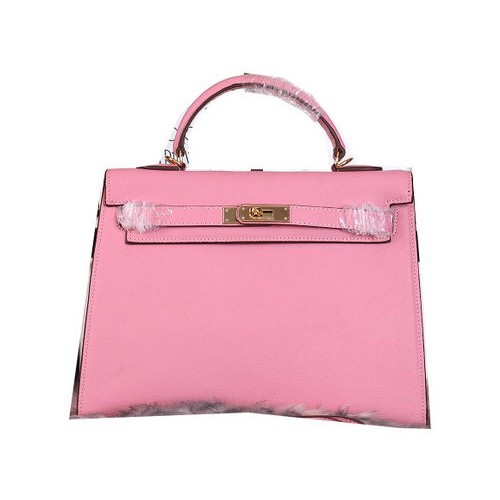 Hermes Kelly 32cm Válltáska Szemcsés Bőr Rózsaszín