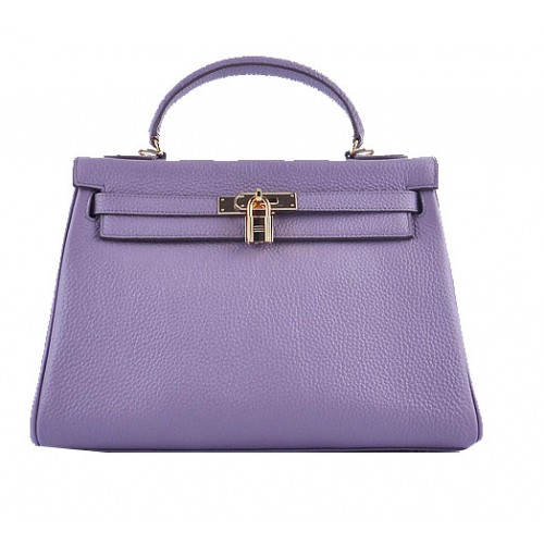 Hermes Kelly 32cm Válltáska Levendula Szemcsés Bőr Ezüst