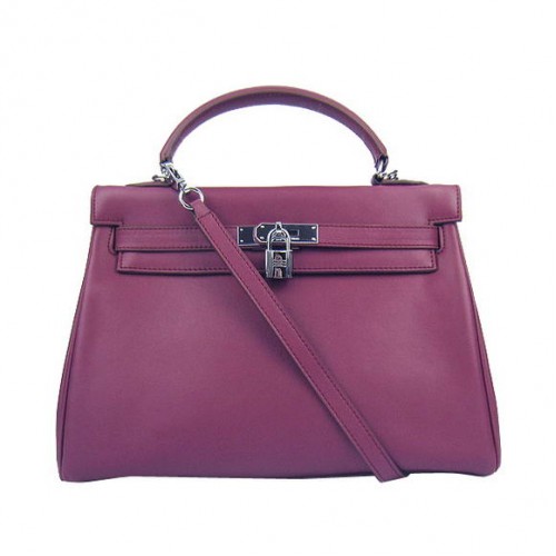 Hermès Kelly 32cm Togo Bőr Táska 6018 Bordó Ezüst
