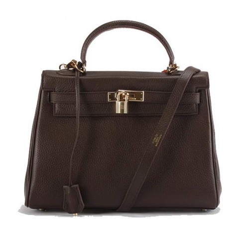 Hermès Kelly 32cm Togo Bőr Táska 6018 Sötét Kávé Arany