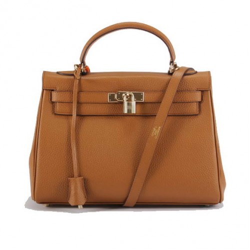 Hermès Kelly 32cm Togo Bőr Táska 6018 Világos Kávé Arany