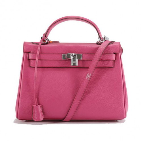 Hermès Kelly 32cm Togo Bőr Táska 6018 Rózsaszín Ezüst