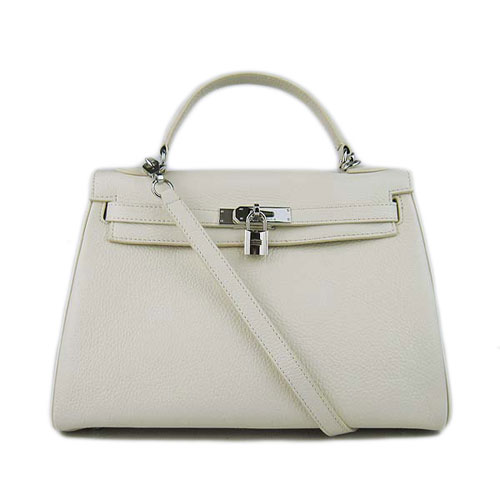 Hermès Kelly 32cm Togo Bőr Táska 6018 Fehér Ezüst