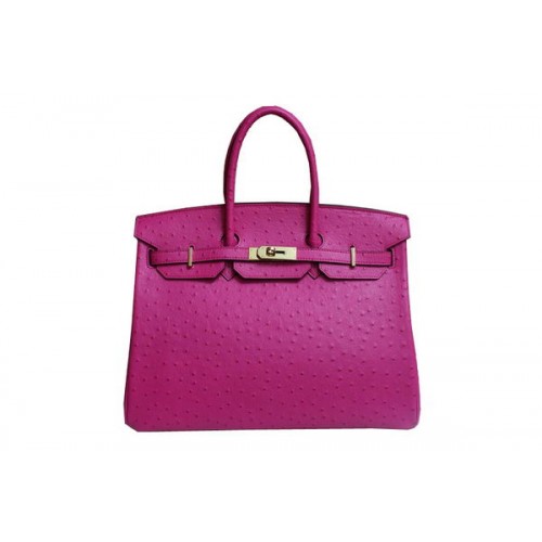 Hermès Kelly 35cm Felső Fogantyú Táska Barackszínű Strucc Bőr Ezüst