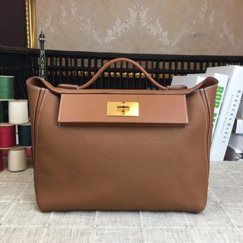 Hermès Kelly Eredeti Togo Bőr Szállít Táska H2424 Barna