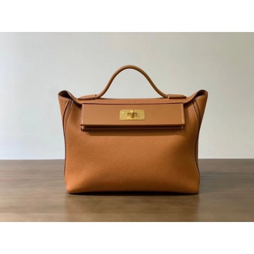 Hermès Kelly Eredeti Togo Bőr Szállít Táska H2424 Aranybarna