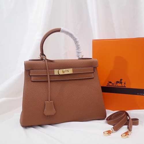 Hermès Kelly Válltáska Eredeti TOGO Bőr KY3255 barna