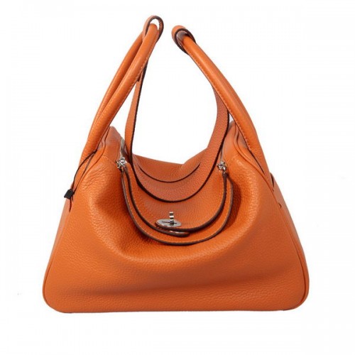 Hermès Lindy 30cm Narancssárga Szemcsés Bőr Havanne Válltáska