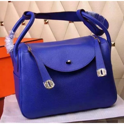 Hermès Lindy 30cm Bőr Válltáska H0881 Kék