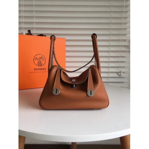 Hermès Lindy Eredeti Togo Bőr Táska 5086 Barna